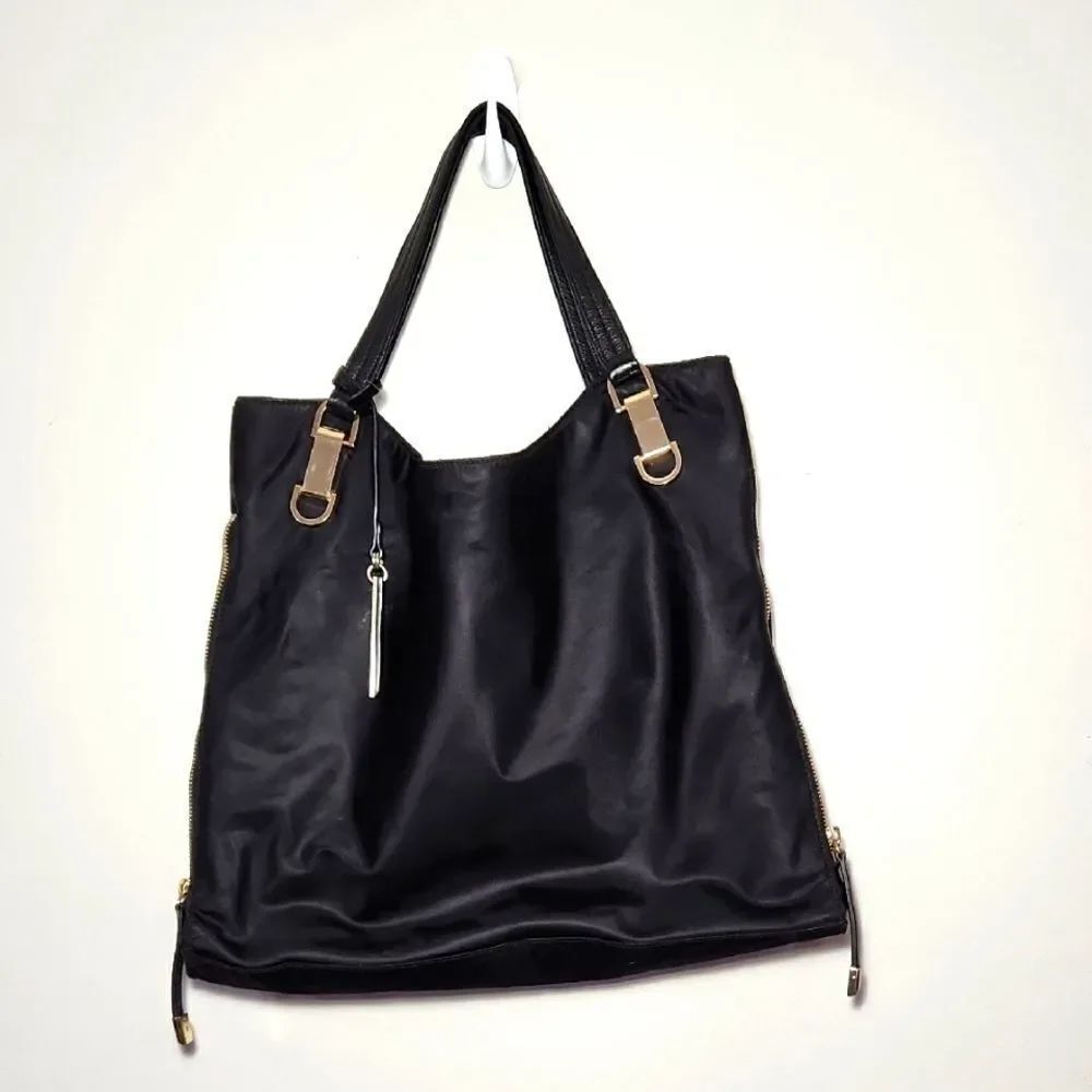 Vince Camuto Purse Convertible Bag Elegant Black Tote Bag Polyester Leather